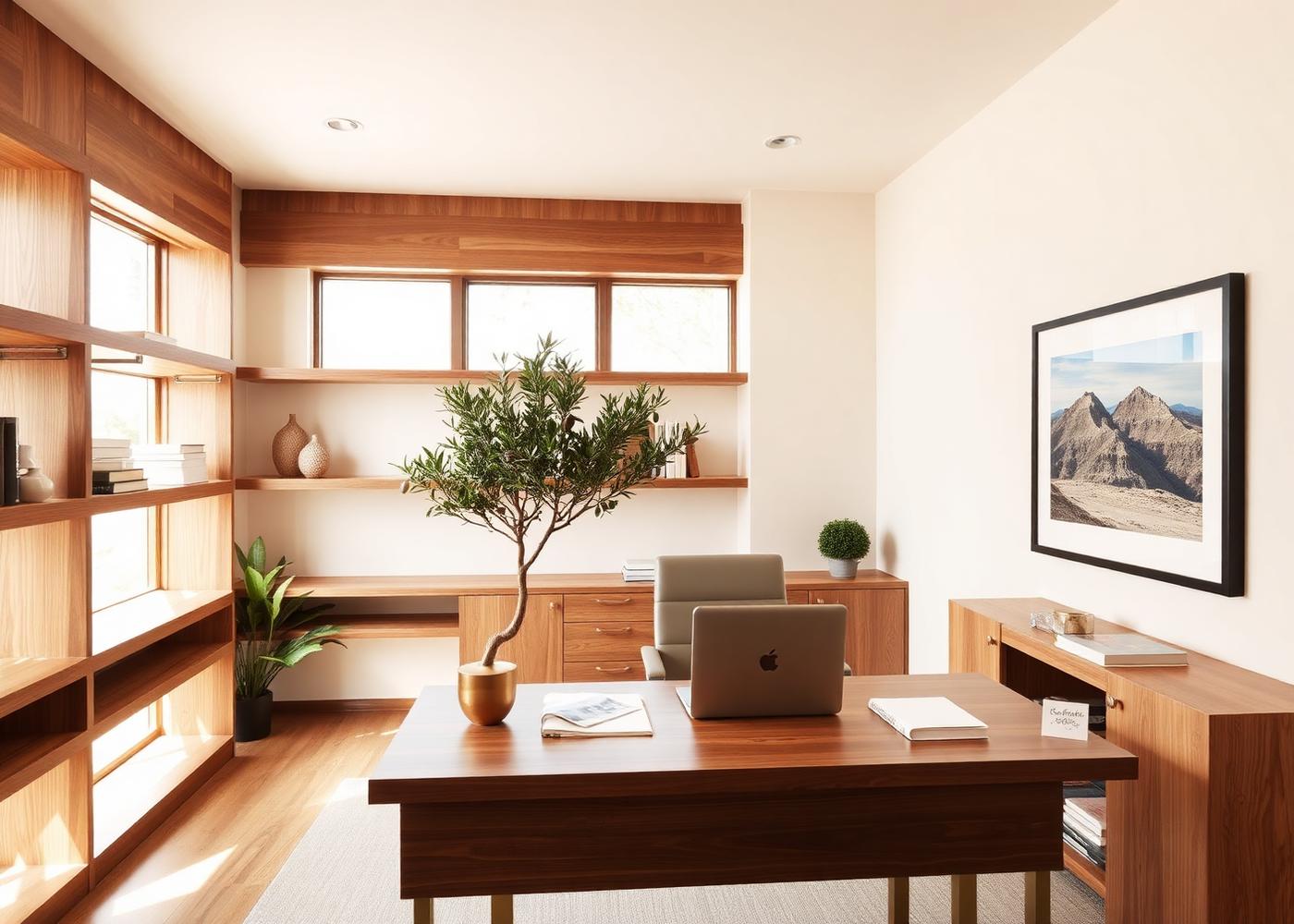 Warm boutique tax advisory office interior